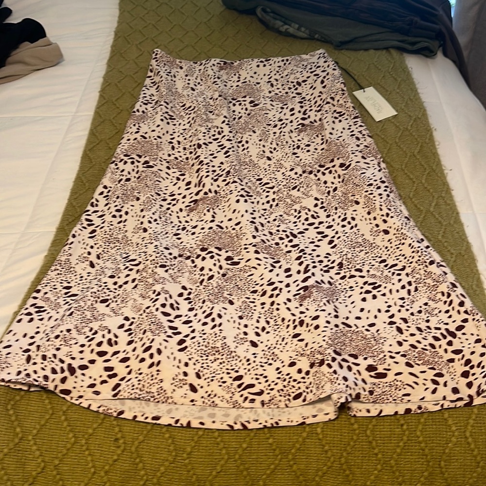 Rachel Zoe Cream and brown midi skirt
